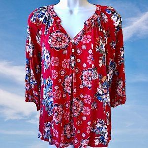 Floral Red Women's Tunic Top